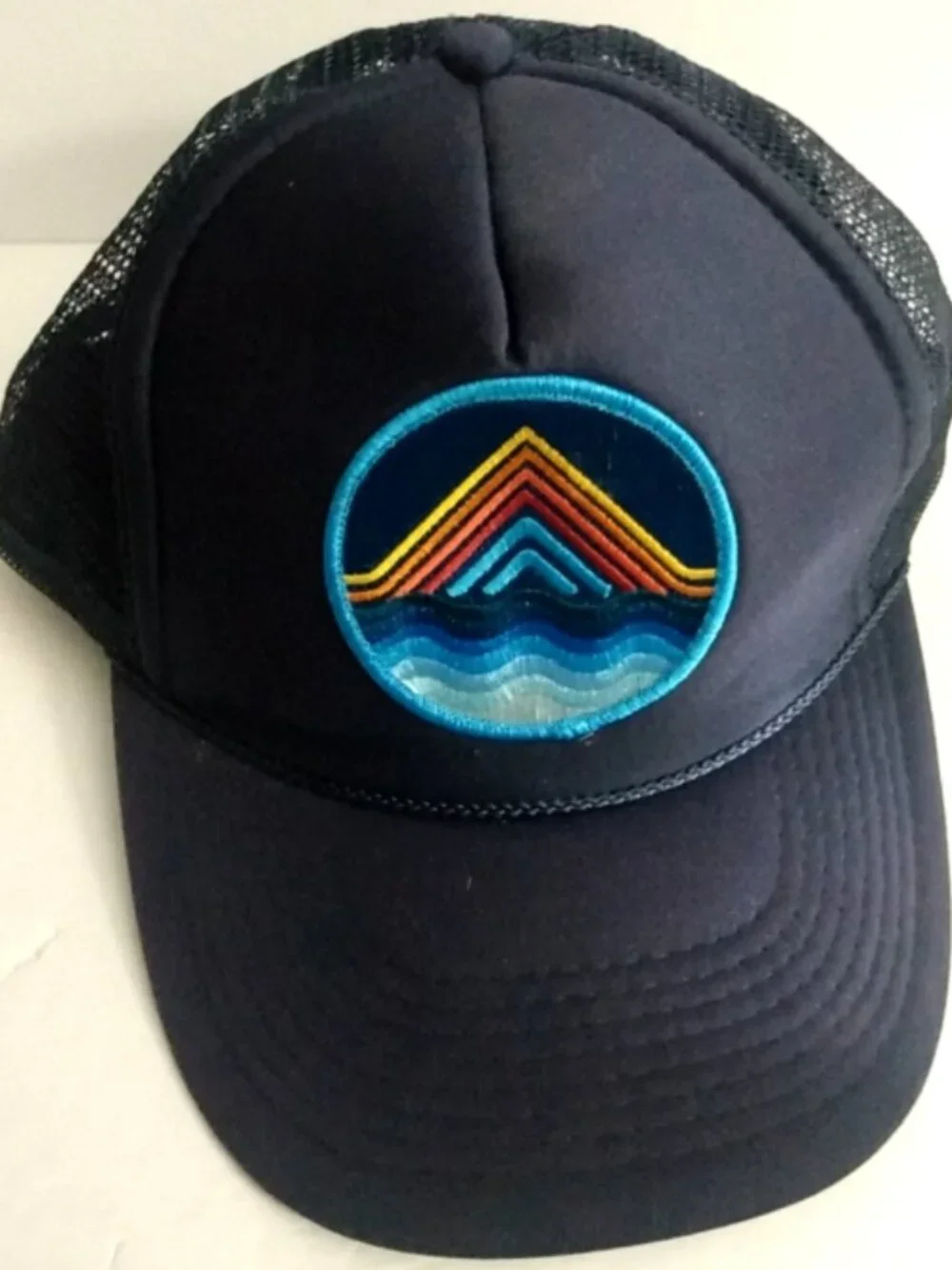 Aviator Nation Trucker Mesh Hat Navy Blue Mountain Waves Adjustable Snapback